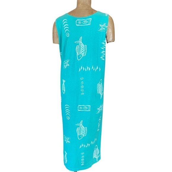 EXIST Beach Fish Graphic Print Sleeveless T-Shirt/Tank Midi Dress M Cotton - Picture 5 of 8